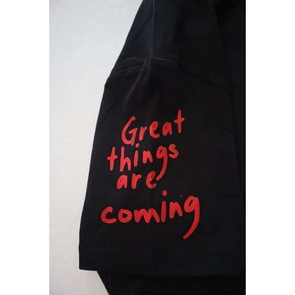 Avenue George V Paris GV2399 Men Sz S Black No Fear Rhinestone Logo T-Shirt $100 - Picture 6 of 10